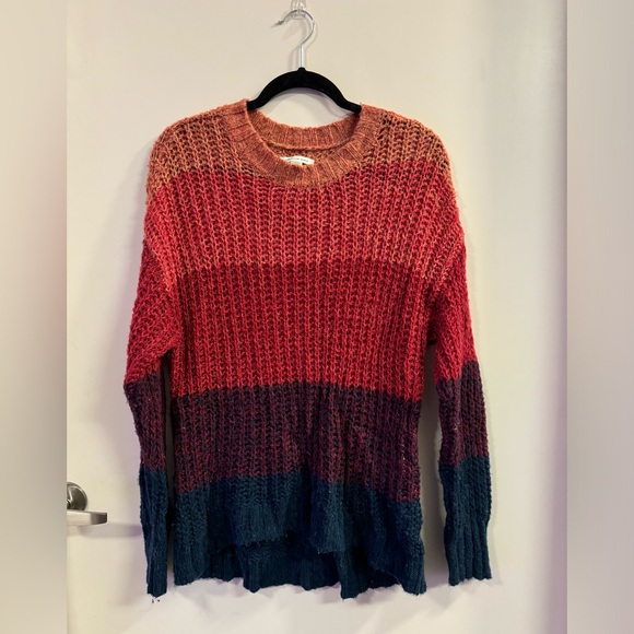M Colorblock American Eagle Pink/Red/Orange/Purple/Navy Knit Sweater - Picture 1 of 1